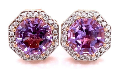 FARA Ohrstecker rosévergoldet über Sterling, weißem Zirkon & Amethyst Heiligenschein!