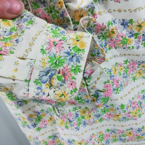 Vintage Floral Shift Dress Size L? 60s 70s Mod Pockets Ruffles Long Sleeve Pink - Picture 8 of 11