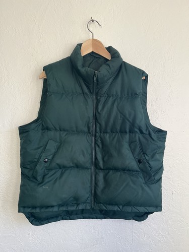 Vtg Pacific Crest Size XL Quilted Down Puffer Vest 1980s Green Snap Front - 第 1/7 張圖片