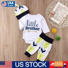 Newborn Baby Boy Clothes Outfits Shirt Tops Pants Hat Infant Bodysuit Set
