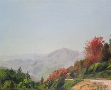 Silvestro Pistolesi "Paesaggio toscano" olio su cartone telato cm 36x30 - 1991