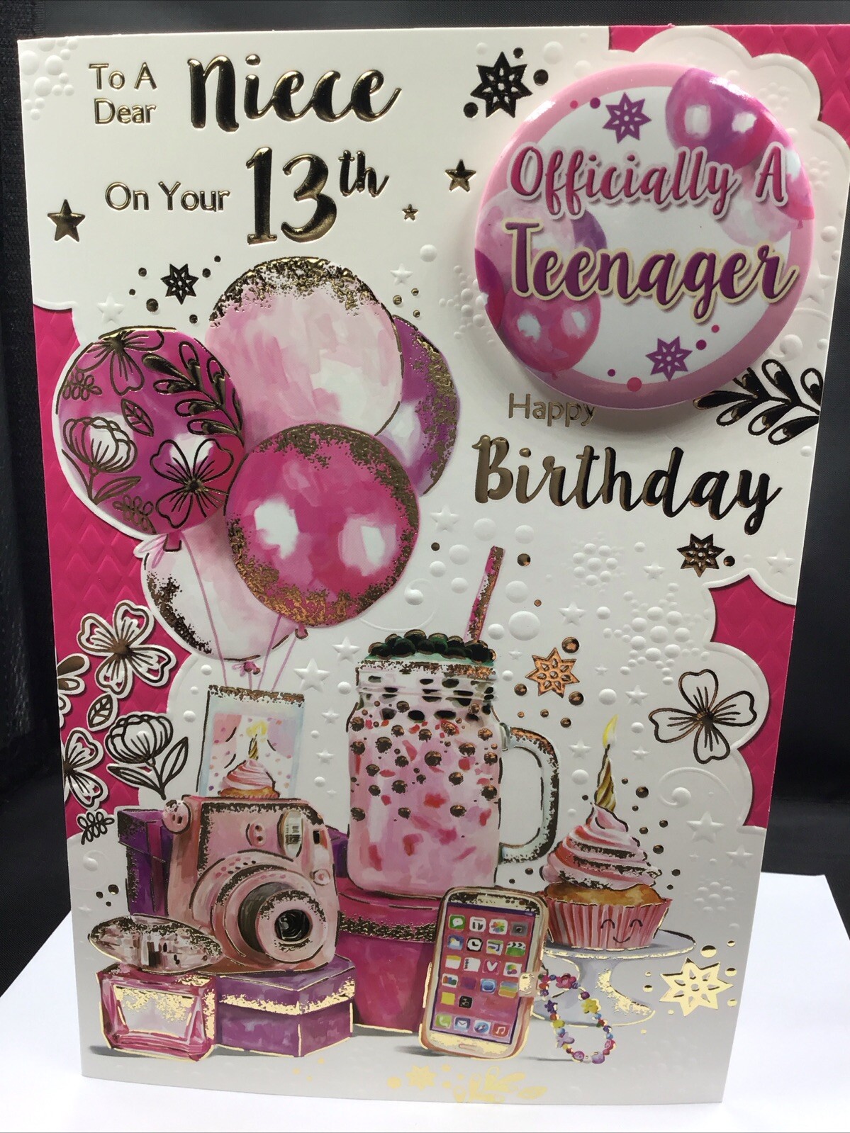 13TH NIECE BIRTHDAY CARD NORMAL BADGE (9""X 6"")  NEICE AGE 13 TEENAGER THIRTEEN