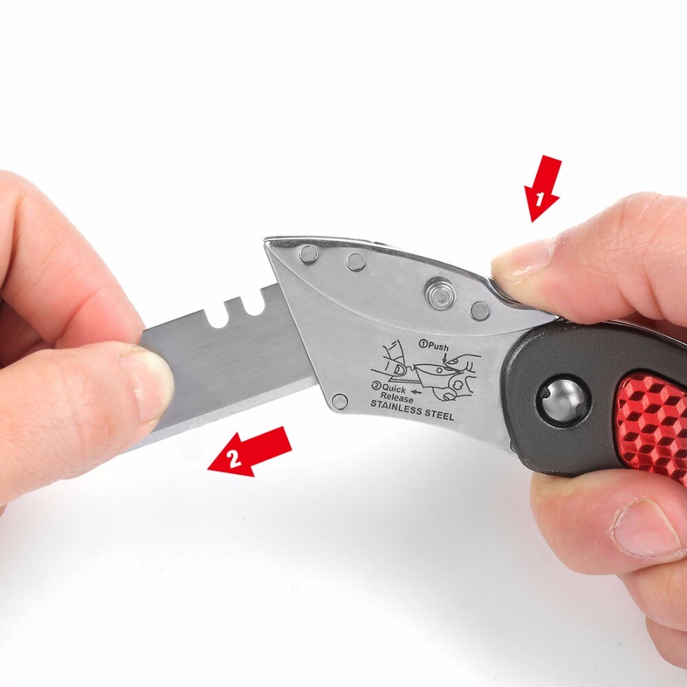 WORKPRO 3Pcs Folding Utility Pocket Knife Set Quick Change Blade 10 Extra Blades