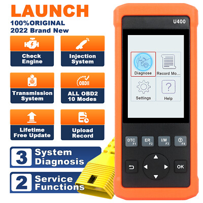 LAUNCH U400 OBD2 Scanner Engine Injection Transmission Car Diagnostic Oil EPB