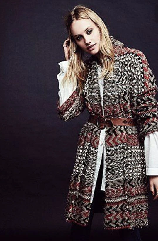 Long red top sweater duster