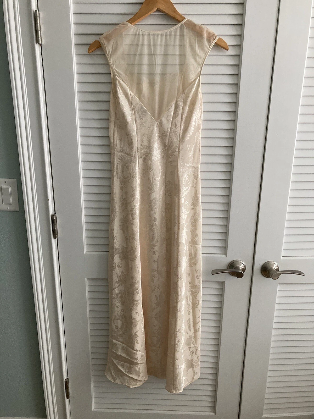 UNDERCOVER Victoria's Secret camicia da notte lunga trasparente raso spacco abito slip champagne PICCOLO