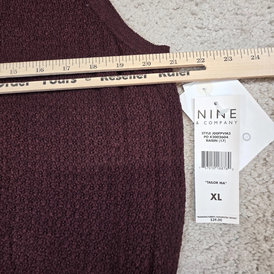 NINE & COMPANY Mujer Pullover Suéter Chaleco Borgoña X-Grande NUEVO Foto 4 de 4
