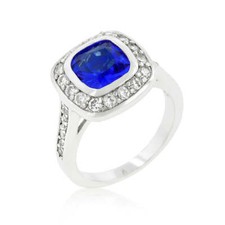 Sapphire Classic Ring Cubic Zirconia 1.61 ct. Rhodium Plated
