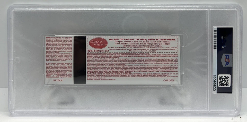 Ethan Salas Signed Professional Debut Full Ticket Stub 5/30/23 PSA DNA - Image 2 of 2