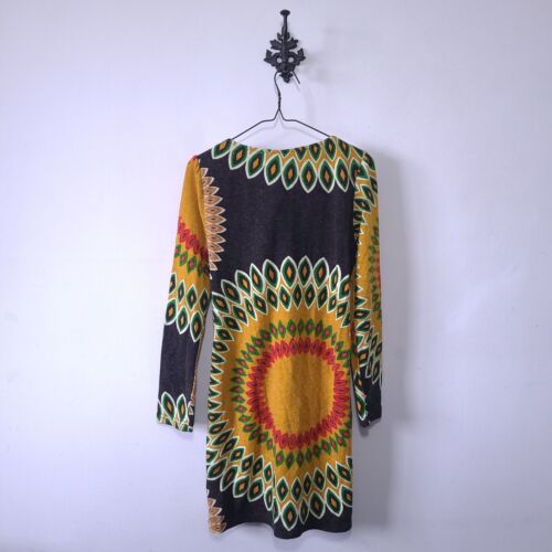 Aryeh M Multi-Color Geometric Print Knit Sweater Dress Zip Detail - Picture 2 of 3