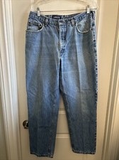 VTG Lands End Square Rigger Blue Denim Mens 34 x 29 Light Wash Made in USA
