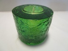 Vintage Lucite Cylinder Tealight Holder Textured Green �JI&O 3" T 1970's MCM