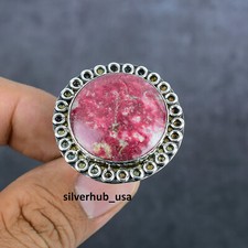 Pink Thulite Gemstone 925 Sterling Silver Jewelry Handmade Ring Size-8" SA-327