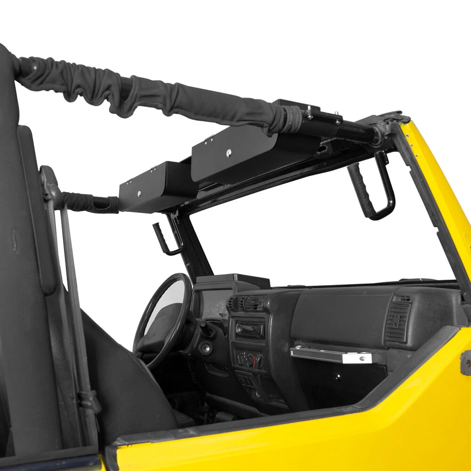 CONSOLA SUPERIOR DE ALMACENAMIENTO FRONTAL DE ACERO MONTAJE DE CAJA PARA JEEP WRANGLER TJ 1997-2006 Foto 3 de 4