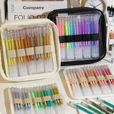 36/108 Gel Pens Storage Bag Portable Large Capacity Transparent Color Pens Pouch