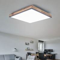 Deckenlampe Aufbaupanel Holzoptik Deckenleuchte Led Graphit Alu 24W 1500Lm 45 Cm