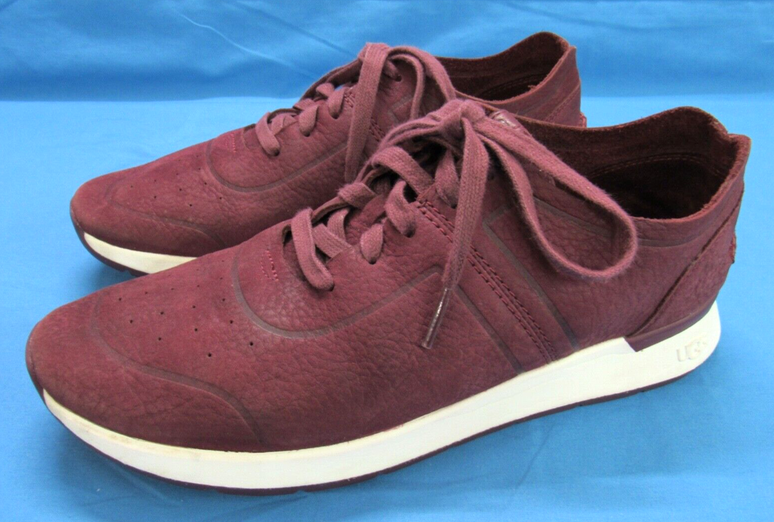 UGG Adaleen Burgundy Nubuck Leather Lace-Up Comfort Sneakers Size 9