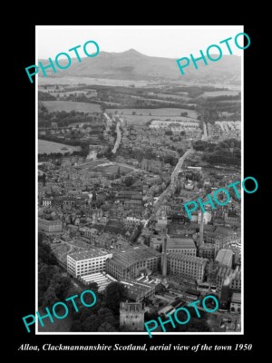 OLD LARGE HISTORIC PHOTO ALLOA CLACKMANNANSHIRE SCOTLAND AERIAL VIEW TOWN c1950
