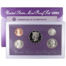 1993 Clad Proof Set U.S. Mint Original Government Packaging OGP COA