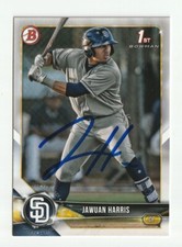 Jawuan Harris Signed 2018 Bowman Draft Card #BD-85 Auto San Diego Padres COA