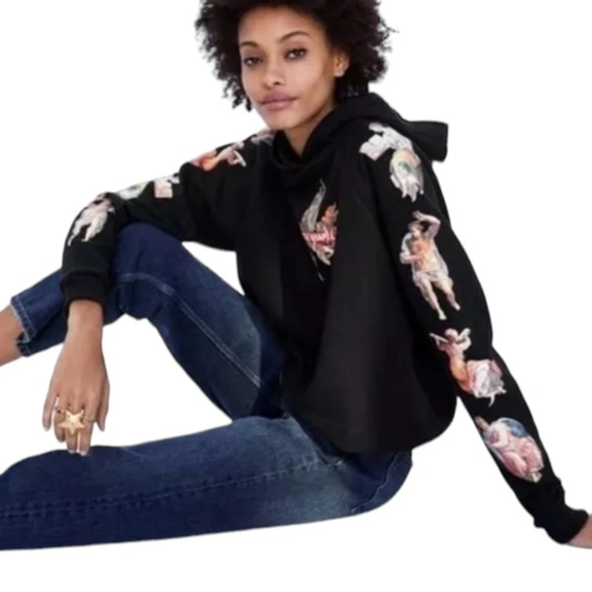 ZARA Hoodie Sistine Chapel Graphic Medium Black | eBay