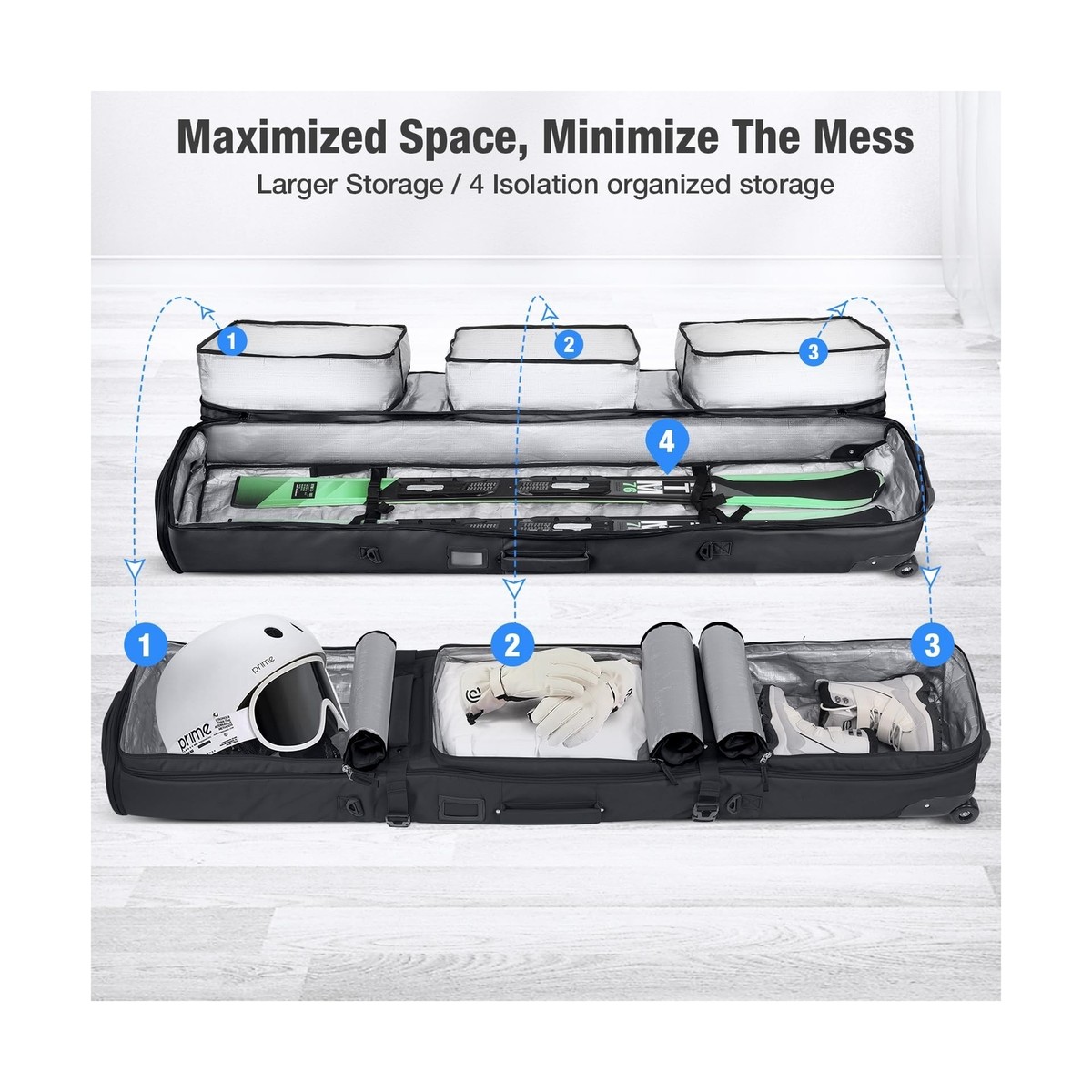 Snowboard Bag Nordica Double Roller Ski Bag Ski Bags For Air Travel K2  Universal Ski Roller Bag Travel Bag