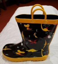Children's Natural Rubber Rain Boots with Handles Easy for Little Kids & Toddler