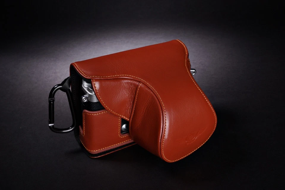 Funda completa de cuero genuino para cámara para Olympus PEN-F PEN F marrón Foto 3 de 4