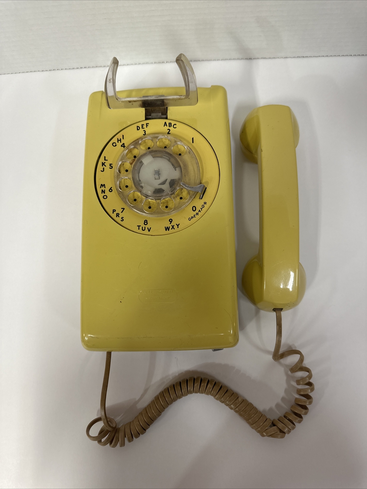 Vintage Bell System Yellow Rotary Wall Phone 554 BMP eBay