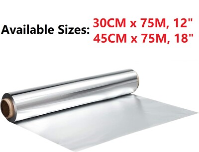 Küchenfolie 75M Aluminium Gastronomie Blechfolie Rolle für Restaurants BBQ - 12'' / 18''