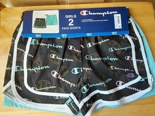 Champion TWO Pair Girls Athletic Shorts Size 10/12  NEW WITH TAGS