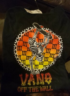 VANS フットボールシャツ　スカル VANS Handstand Skateboard Skeleton T-Shirt Black Boys Size 8-10