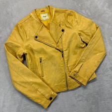 Mayoral Girl Jacket Girl 14 Moto Yellow Faux Leather Asymmetrical Zip Biker Edgy
