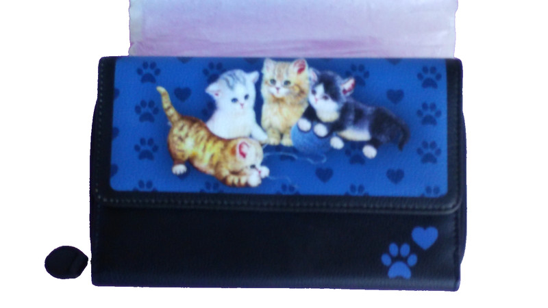 NEW! Bradford Exchange KITTY-KAT CUTE Cats Kittens TRI-FOLD WALLET Jurgen Scholz
