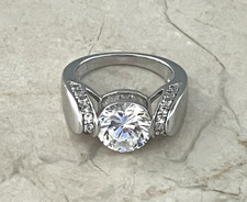 Stunning Round Baguette Cubic Zirconia CZ Sterling 925 Cocktail Ring Size 6