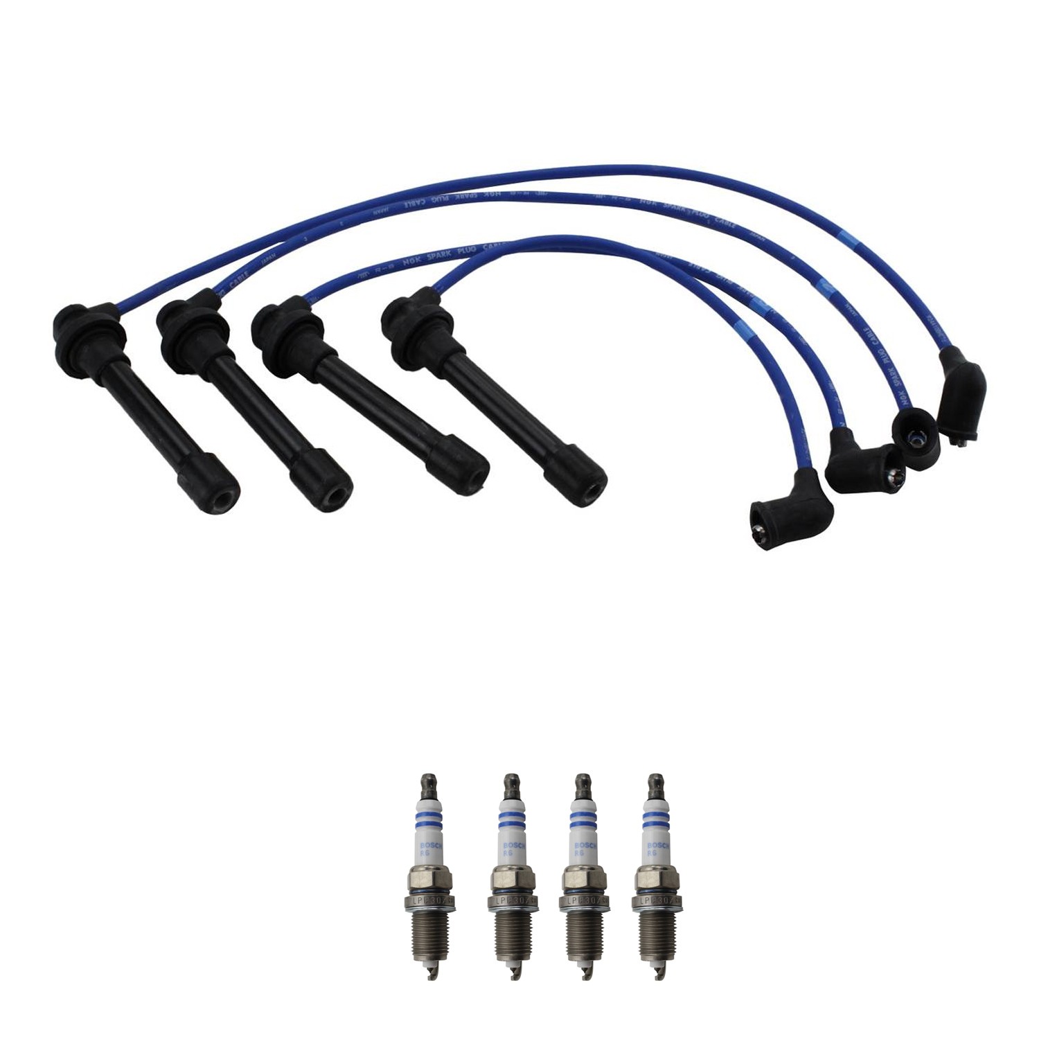 NGK Wire Set and Bosch 4 Platinum Spark Plugs Kit for Acura EL Honda Civic L4