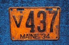 1934 Maine License Plate # V 437
