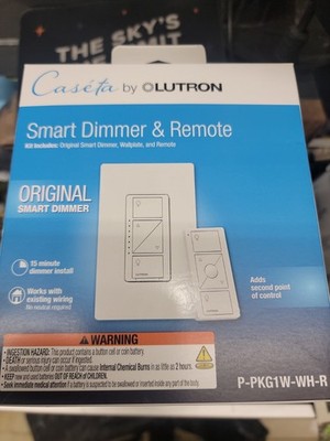Lutron P-PKG1W-WH-R Caseta Wireless Smart Lighting Dimmer Switch and Remote Kit