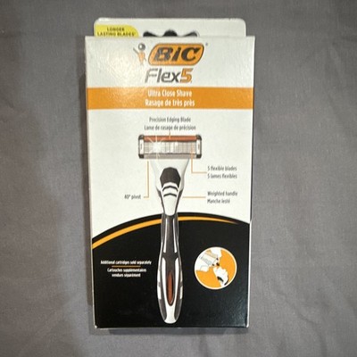 BIC Flex 5 Men's Cartridge Razor Handle + 3 Cartridges, 5-Blade Pivot Head