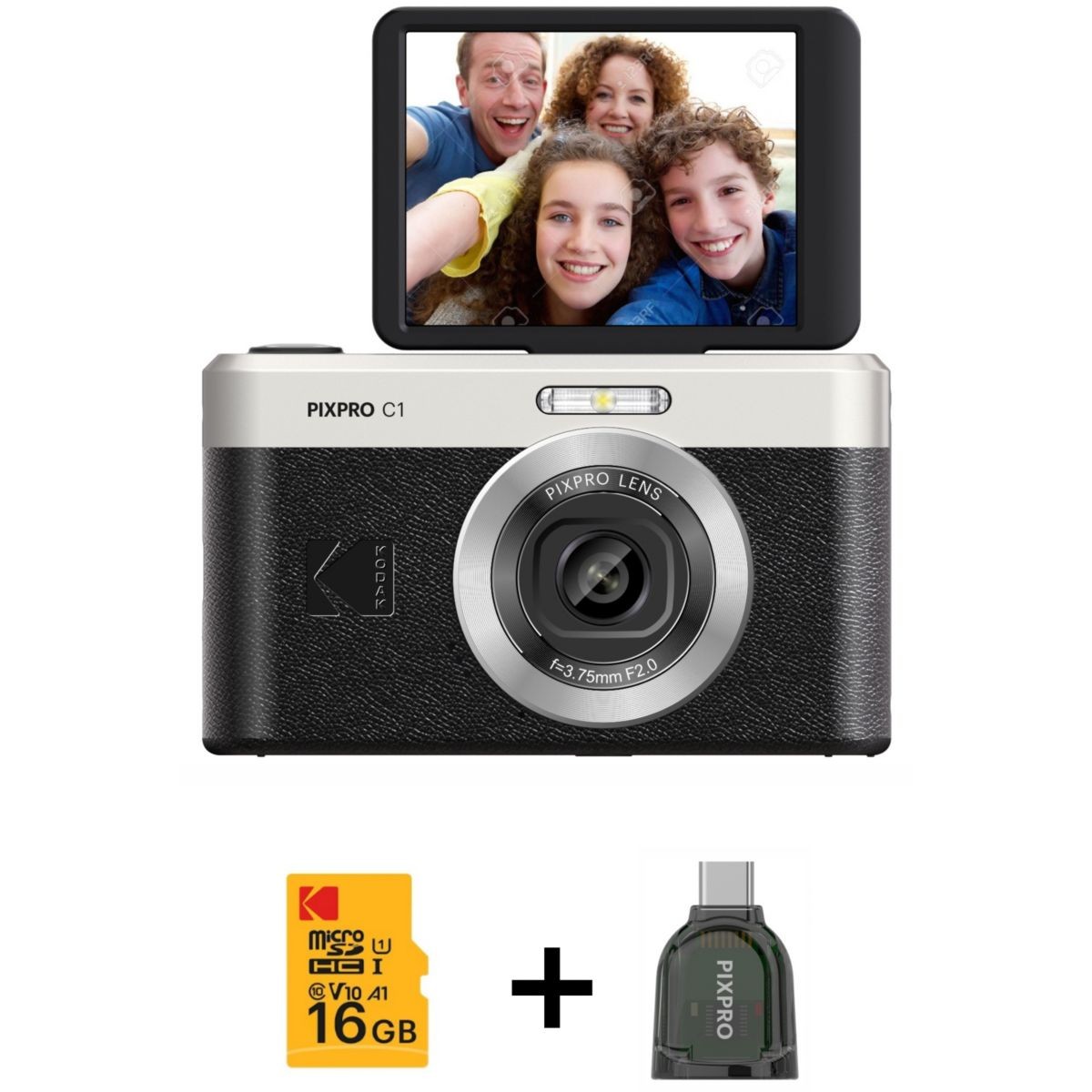 Appareil photo compact KODAK Pixpro C1 pour débutant, avec carte Micro SD 16Go