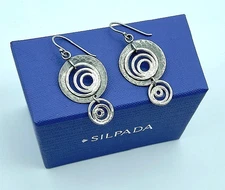 Silpada Sterling Spiral Swirl Hammered & Oxidized 3 Disk Earrings W1756, Israel