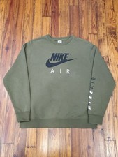 Nike Crewneck Sweatshirt "Nike Air" Logo Earth Tone Olive Green Men's XL