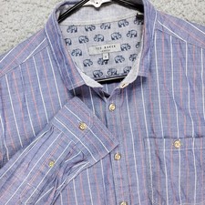 Ted Baker London Striped Button Up Shirt Mens 3 M Blue Smart Casual Preppy EUC