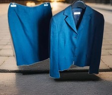 Womens Blue Linen Suit Size S/M