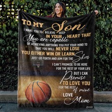 Personalized Basketball Son Blanket Gift Custom Name Number