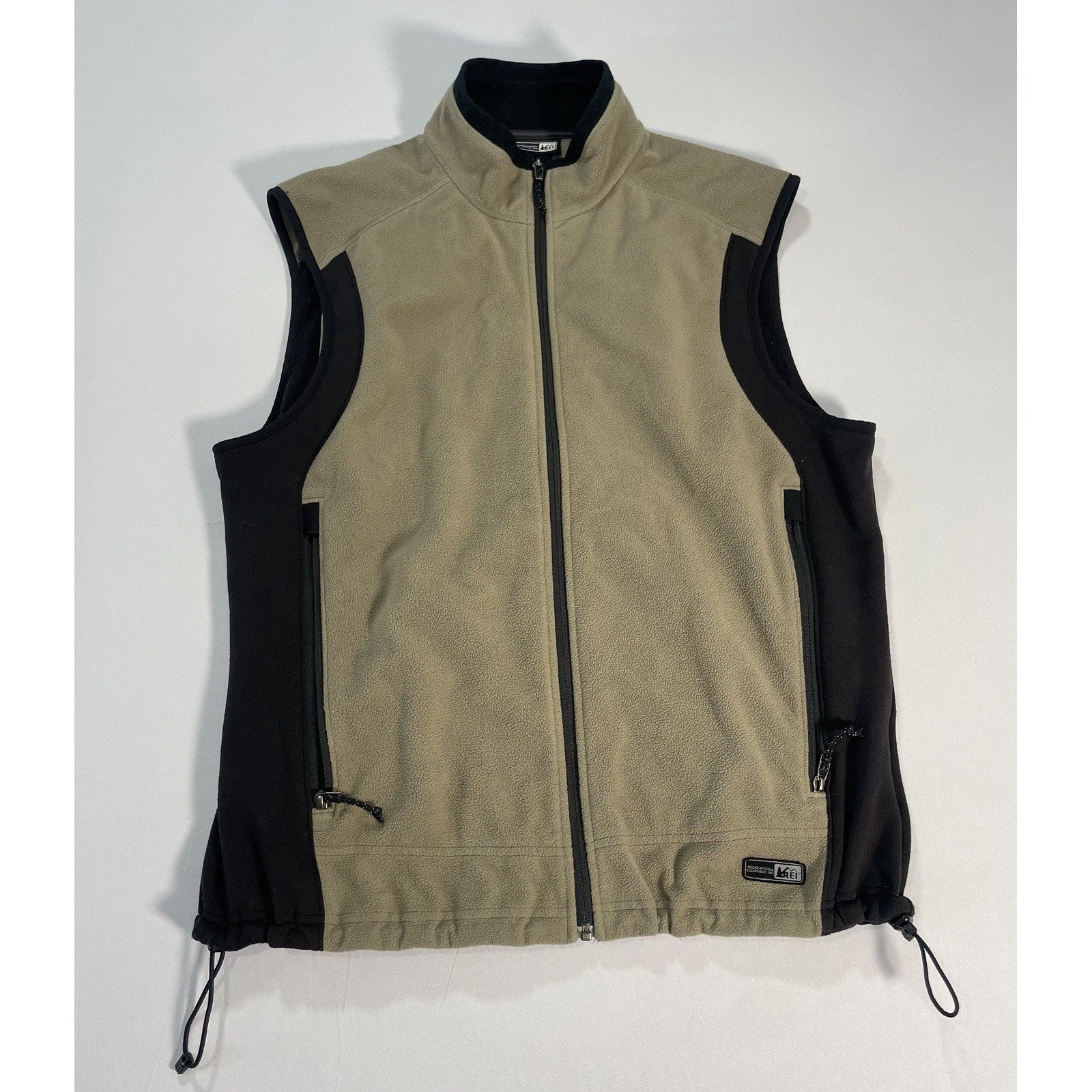 REI Vest Mens XL Tan Polartec Fleece Full Zip Insulated Pockets Outdoor