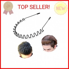 bodbop Metal Hair Band for Men Headband Women Bands Unisex Black Wavy Spring Out