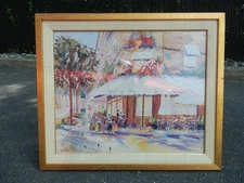 Dorothy Spangler Signed  "Cafe de Flore " Serigraph on Paper 30" x 25"