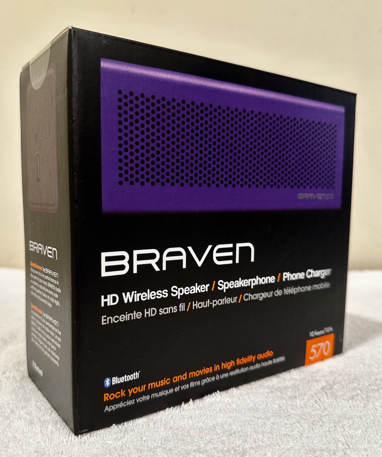 Braven 570 Portable Bluetooth Speaker - Sleek Purple Design