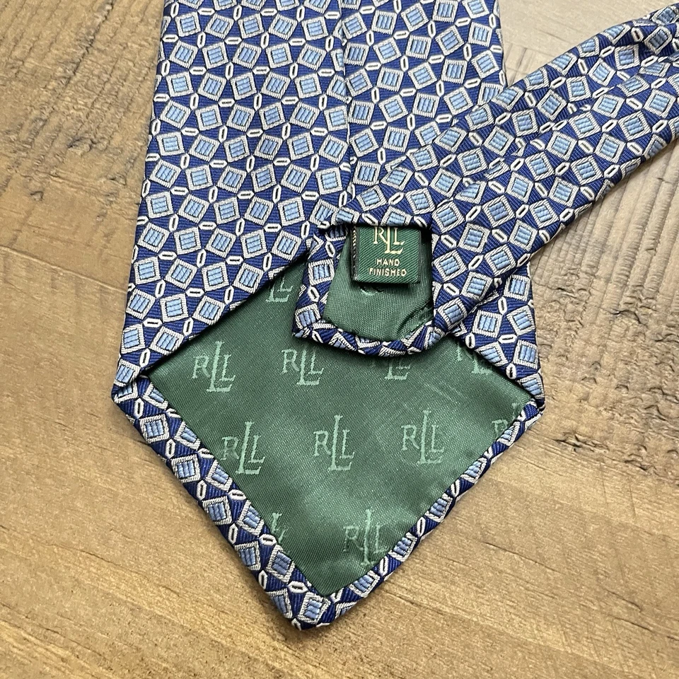 Corbata cuello Lauren Ralph Lauren azul marino geométrica cachemira seda Foto 4 de 4